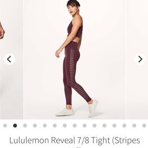 Lululemon Reveal 7/8 tights in Dark Adobe. EUC size 6